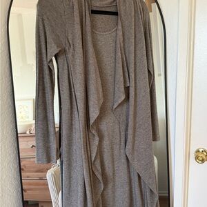 Gray Long Sleeve Cardigan and Dress Set
